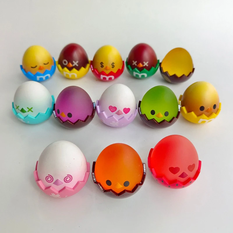 مصنع فضفاض الأسهم Kawaii لطيف X العين بيضة عيد الفصح بهلوان رولي بولي م فول قوس قزح اللون الفرخ الحيوان نموذج لجسم جمع لعبة