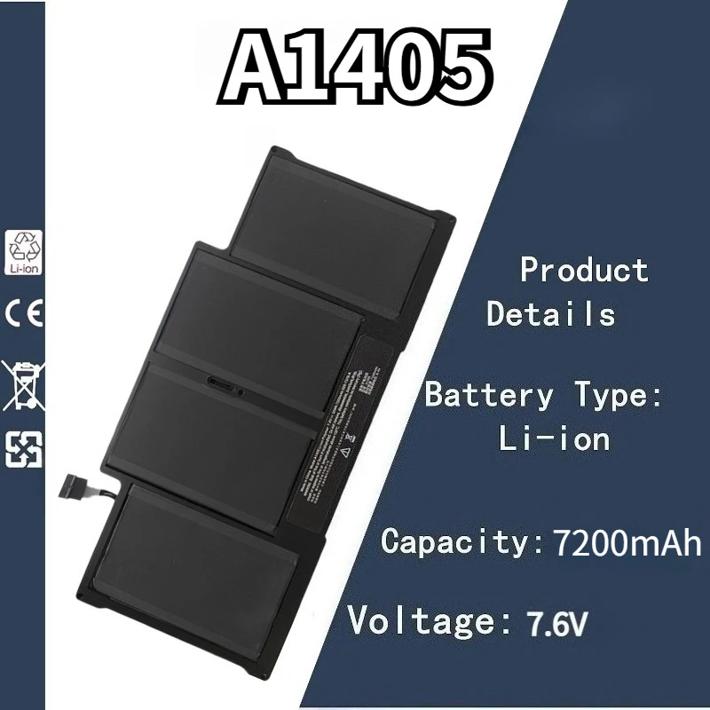 

7,6 В 7200 мАч A1405 Аккумулятор для ноутбука Apple Macbook Air 13 дюймов A1369 A1466 A1377 2011-2015 год