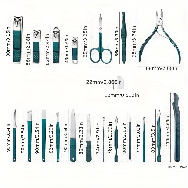 Set di bellezza 7 pezzi/10 pezzi/12 pezzi/18 pezzi, strumenti per la cura del viso in acciaio inossidabile, rifinitori per sopracciglia, rifinitori