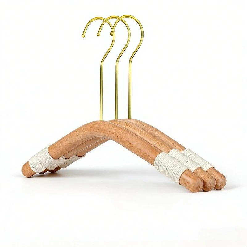 3PCS Beech Wood Clothes Hangers Solid Wooden Children Hanger Round Rod Cute Kids Clothing Hanger For Boutique Store Wardrobe