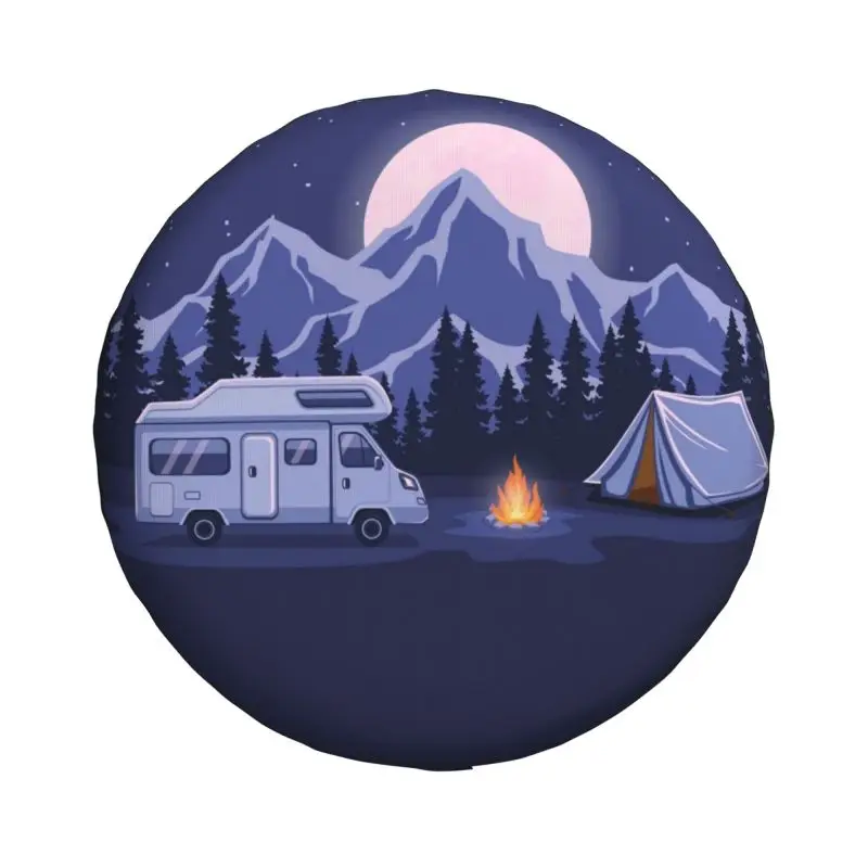 Custom Happy Camper Spare Tire Cover for Prado Pajero  Jeep RV SUV 4WD 4x4 Camping Adventure Travel Car Wheel Protector Covers