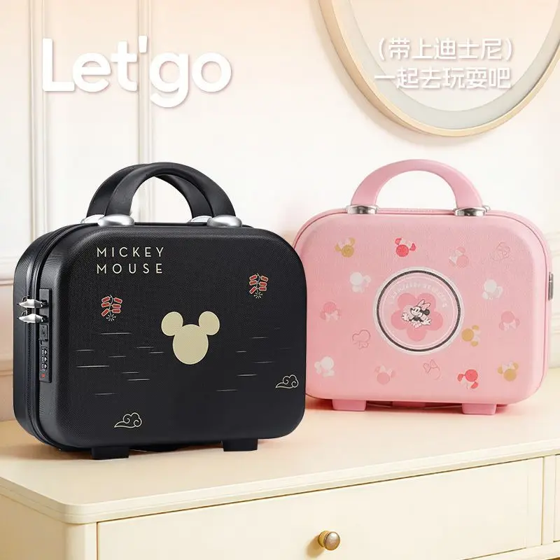 

Cute Anime Mickey Mouse 14 Inch Small Suitcase Cosmetic Bag Storage Travel Fits on Handle Lightweight Top Portable Kawaii Toys