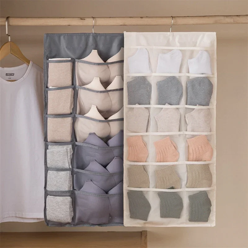 Bra and Underwear Hanging Storage Organizer, Mesh Pockets, Dual Sided Wall Shelves, Space Saver Bag, Sock, Underpants