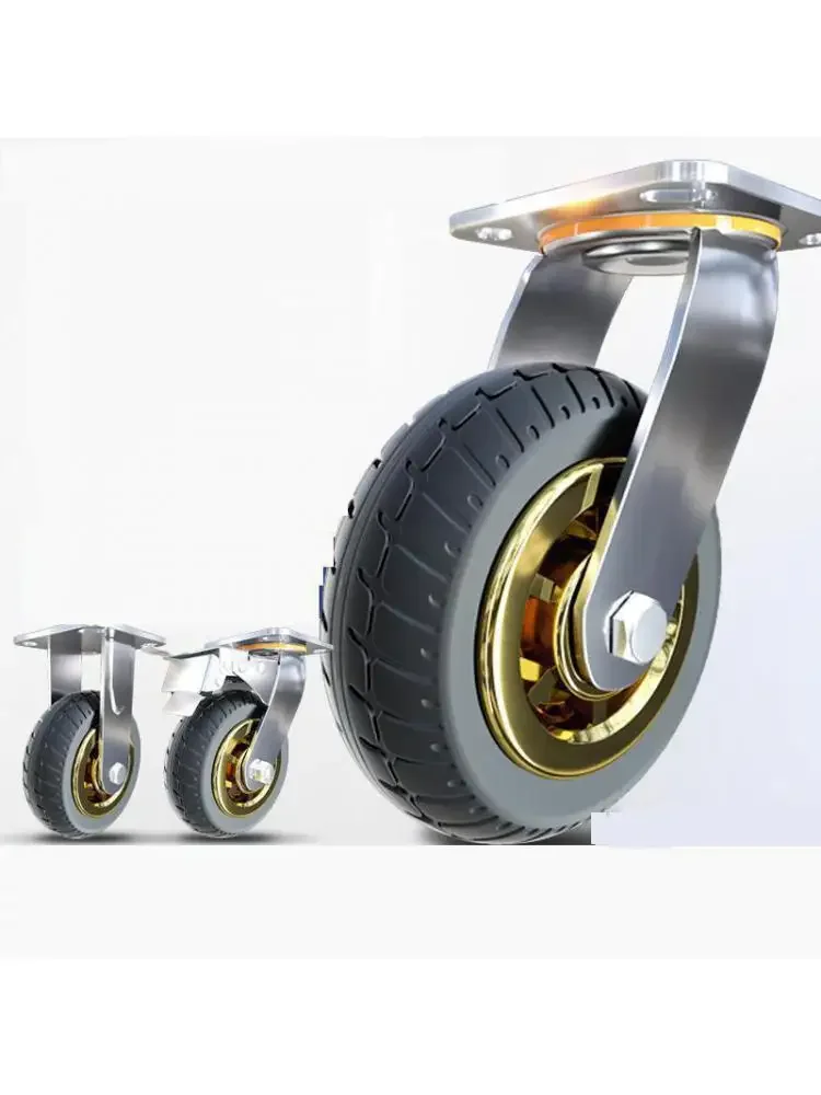 4 Pcs/Lot 8 Inch heavy Duty Caster Universal Wheel Directional Brake Combination Silent Rubber Steering Inch