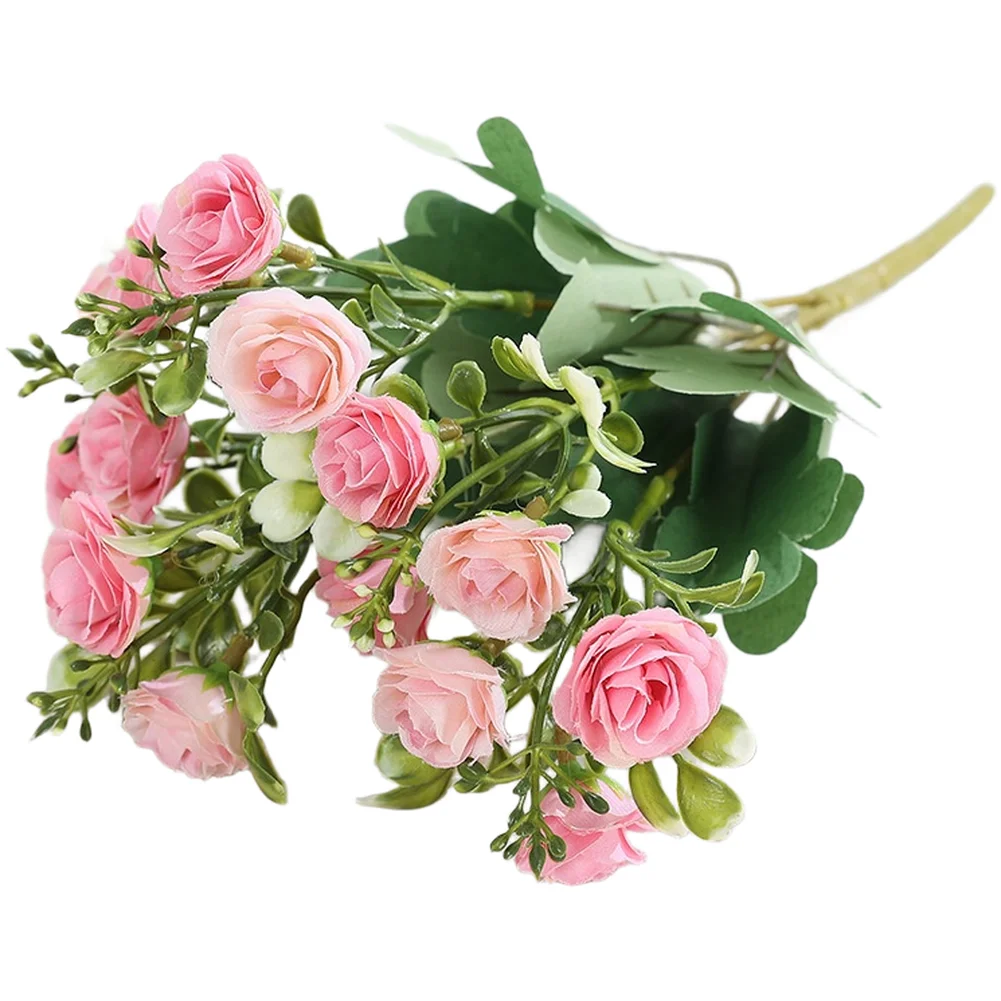 Silk Rose Bouquet Artificial Flower Arrangement for Wedding Table Centerpiece Home Decor Pink White Red Brown Purple