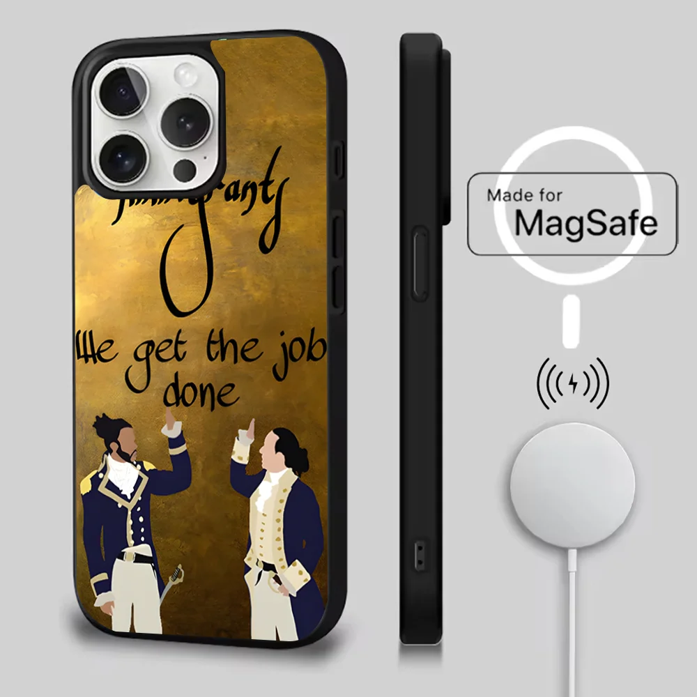 حافظة هاتف هاميلتون الموسيقية لهواتف iPhone 16,15,14,13,12,11,Pro,Max,Plus,Mini,SE شحن لاسلكي مغناطيسي جديد Magsafe