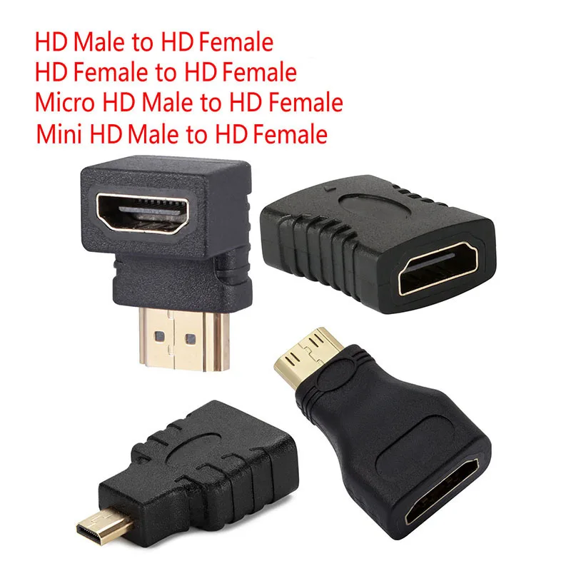 4 Type HDMI-compatible Adapter Kit Mini Micro HDMI-compatible Adapter Extender Converter Connector Kits for HDTV Tablet PC