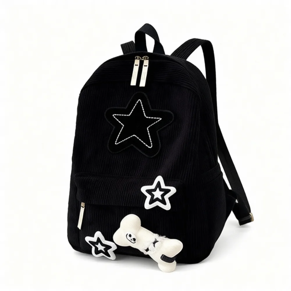 Star Embroidered Backpack Women Japanese School Style College Bag Practical Travel Knapsack Teen Daily Laptop Pack