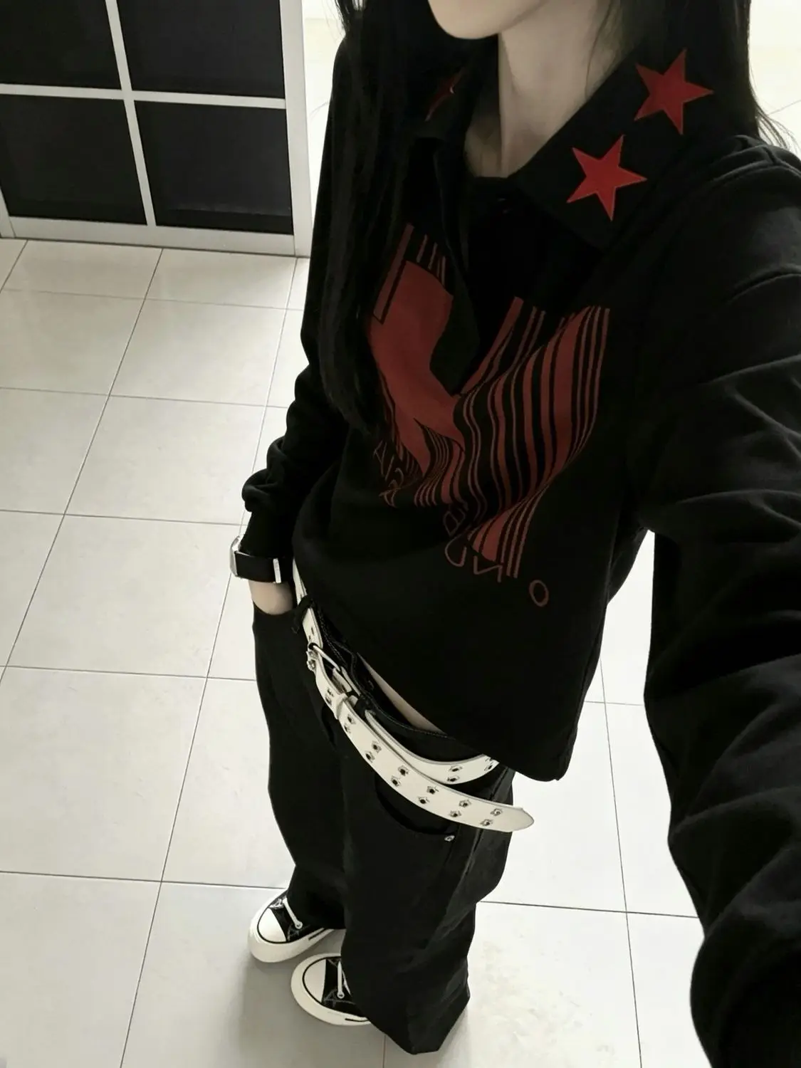 Punk Polo Shirt Winter Clothes Streetwear Hip Hop Women Vintage Long Sleeves Femme Gothic Grunge Y2k Aesthetic T shirts Crop Top