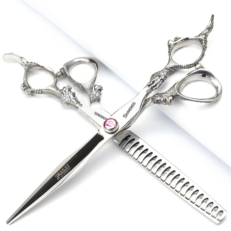 Hairdressing Scissors Japanese Serrated Flat Scissors Sparse Scissors Hair Salon Haircut Set Hair Clipper 6-7 Inches