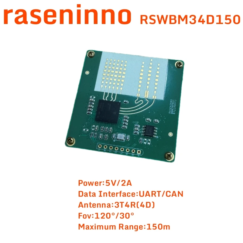 Raseninno 물체 감지 센서 모듈, 지능형 주행 자동차, RSWBM34D150 IWR1843 AWR1843 CAN-FD UART W-Band ADAS