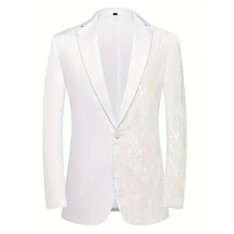 

Casual Men's Suit Bright Sequin Lapel Thiened Special Wide Fit Spring Youth Faion Single Button Seven Sve Length