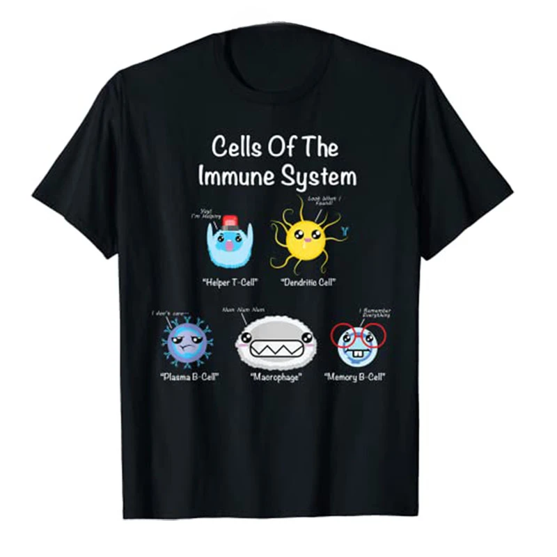 Customized Products Humor Funny Graphic Tee Tops Immune System Cells Biology Cell Science Humor Immunologist T-Shirt heavyweight