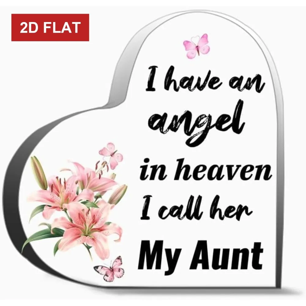 CIFBUY Acrylic Heart Souvenir 4x4 Inch Lily Flower Butterfly Design Home Office Desk Decor Sympathy Remembrance Keepsake Gift