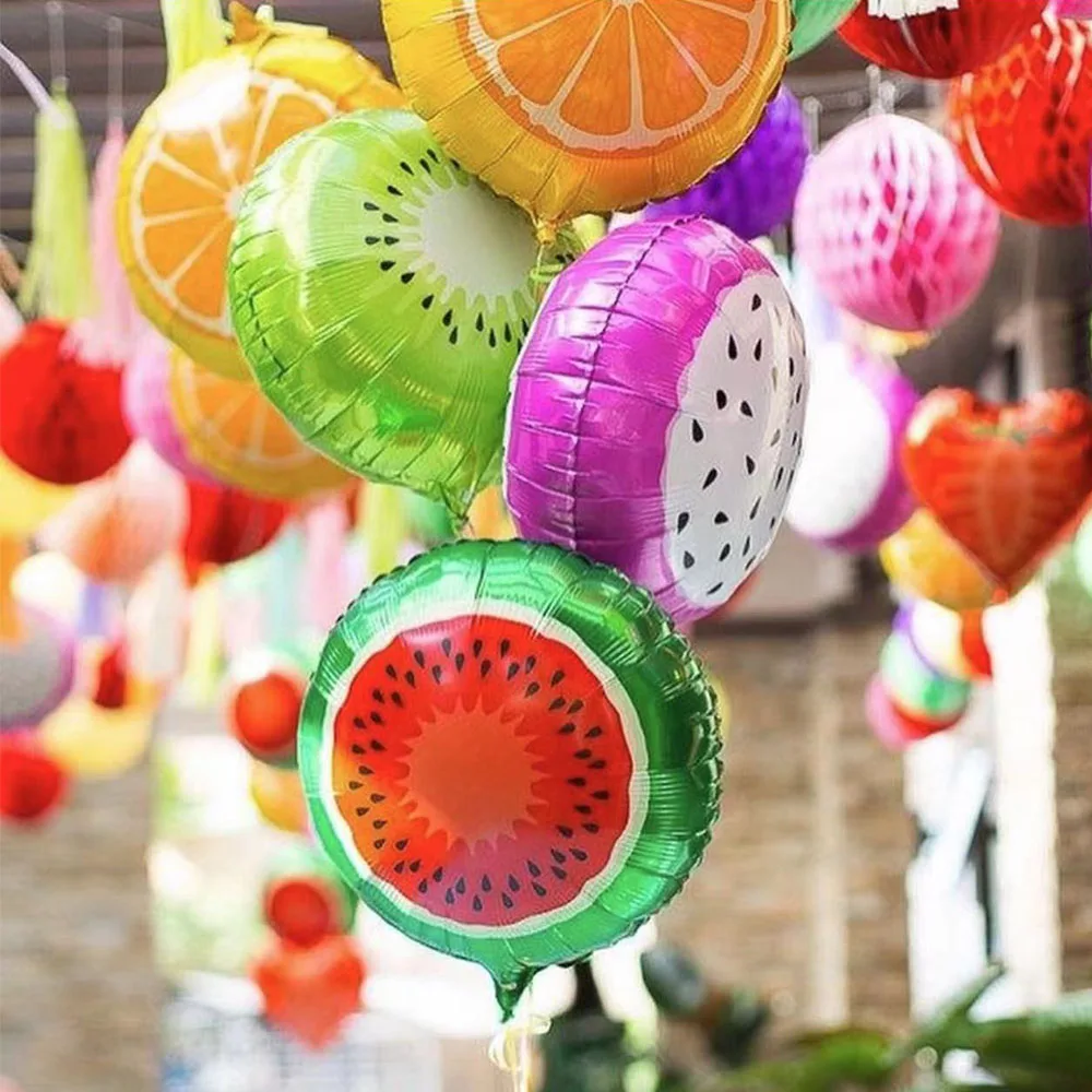 10pcs 18inch Fruit Foil Balloons Kiwi Watermelon Strawberry Orange Summer Party Decoration Supplies Kids Toy Gifts for Children