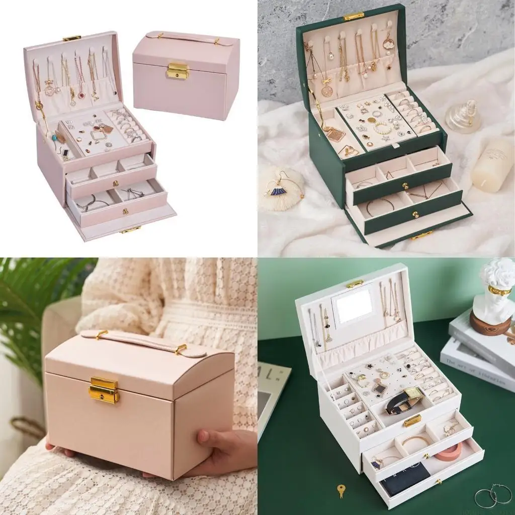 

31BF 3-слойная коробка для хранения ювелирных изделий-органайзер с замком, портативная дорожная ювелирная коробка для чехла, для