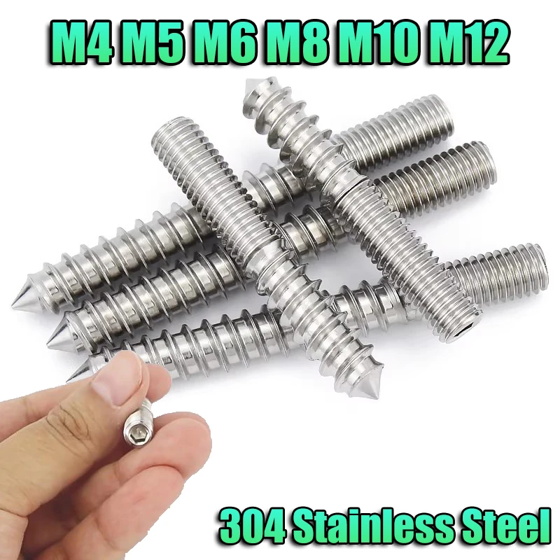 M4 M5 M6 M8 M10 Stainless Steel Hexagon Socket Double Head Pointed Tail Self Tapping Screw Furniture Fixing Self Tapping Screws