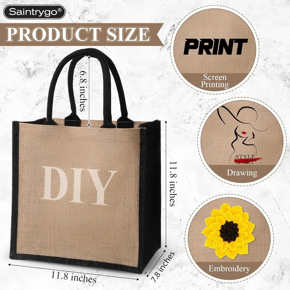 أكياس الجوت القابلة لإعادة الاستخدام، 12 عبوة، 12 × 12 × 7.7 بوصة، هدايا وصيفة العروس صديقة للبيئة لحفلات الزفاف والتسوق ومشاريع DIY #2