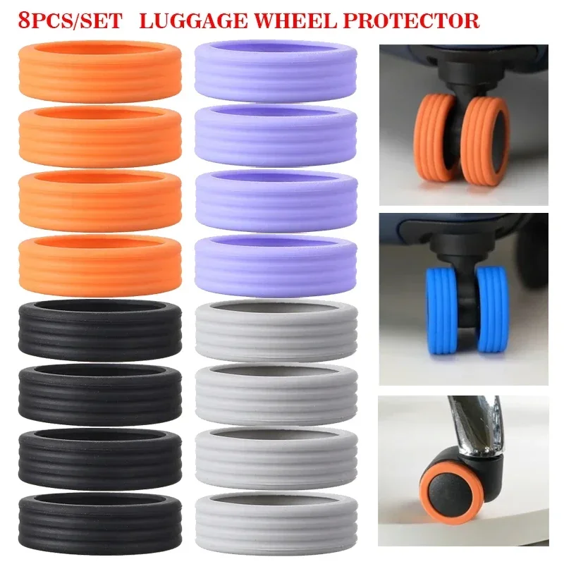 

8pcs Luggage Wheels Protector Silicone Wheels For Luggage Reduce Noise Trolley Case Silent Caster Sleeve Luggage Accessories