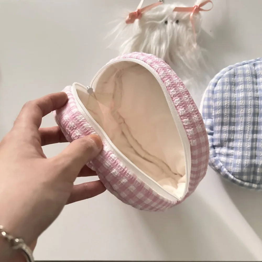 حقيبة مستحضرات التجميل المستديرة على الطراز الكوري سعة كبيرة منقوشة منظم أدوات الزينة حقيبة أدوات مكتبية حقيبة عملات معدنية محفظة نسائية للعملات المعدنية من القطن في الهواء الطلق