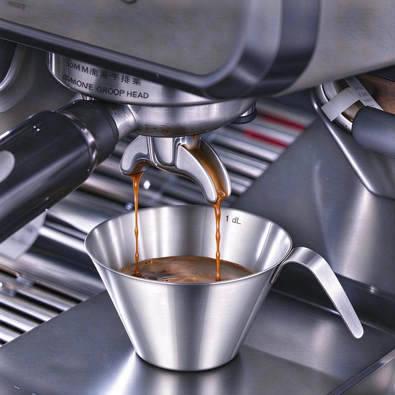100ML Espresso Cup Stainless Steel Coffee Measuring Cup Mini Coffee Pitcher Milk Jug Smll Sauce Cup Dipping Bowl with Handle