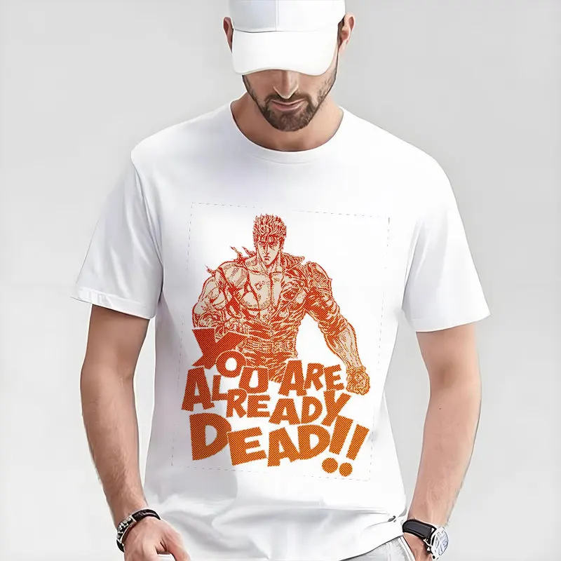 Kenshiro Fist of the North Star T‑Shirt 100% Cotton printed Tee Vintage Hokuto No Ken Anime Streetwear Casual Short Sleeve Tops