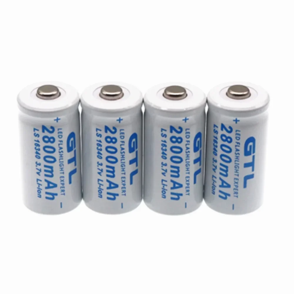 2800mAh 3.7V 16340 Rechargeable Li-ion Battery RCR123A ICR16340 for Safety Camera with L70 Plus Charger
