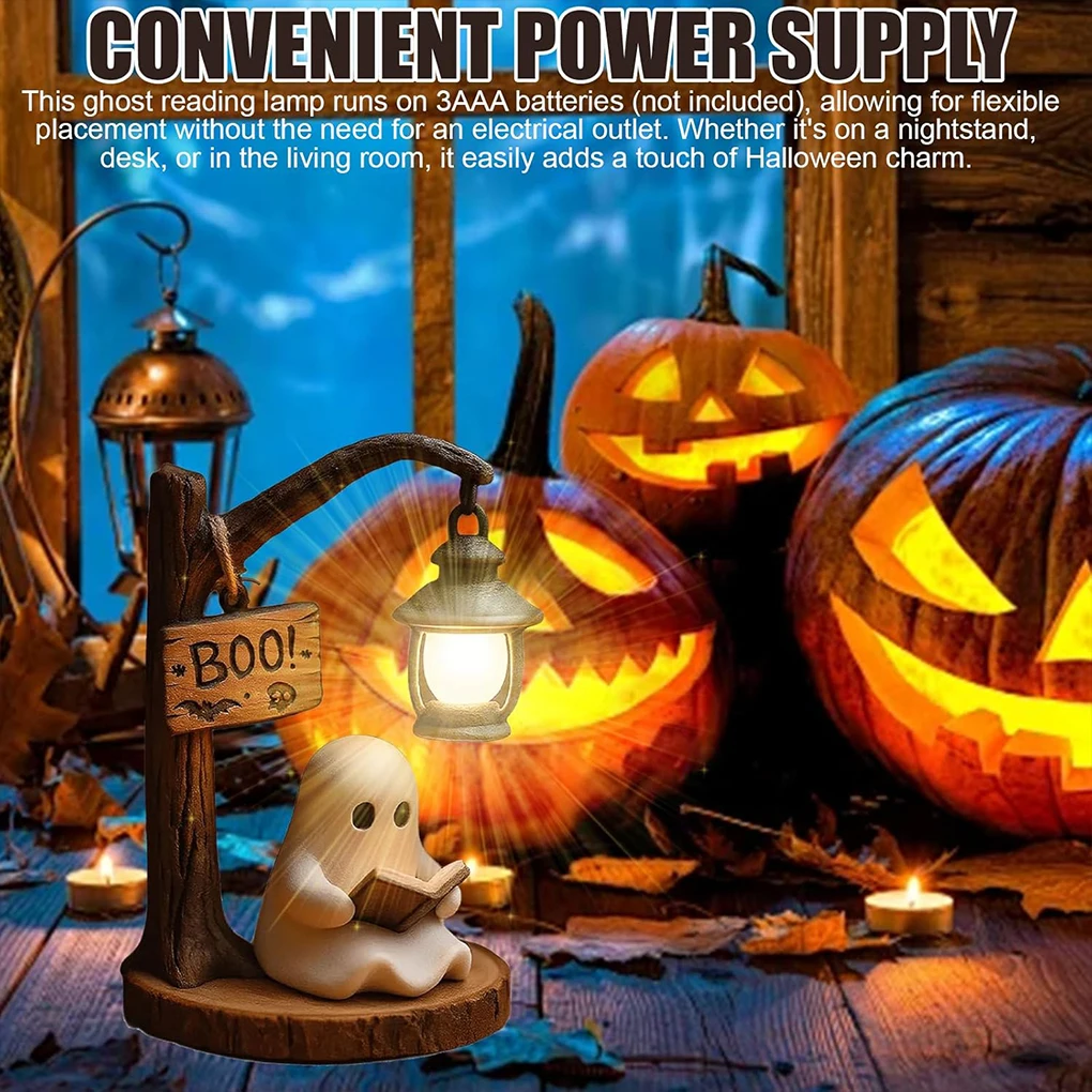3D Resin Halloween Ghost Reading Lantern Reading Corner Light Aesthetic Lantern For Indoor Living Room Bedroom Decorations