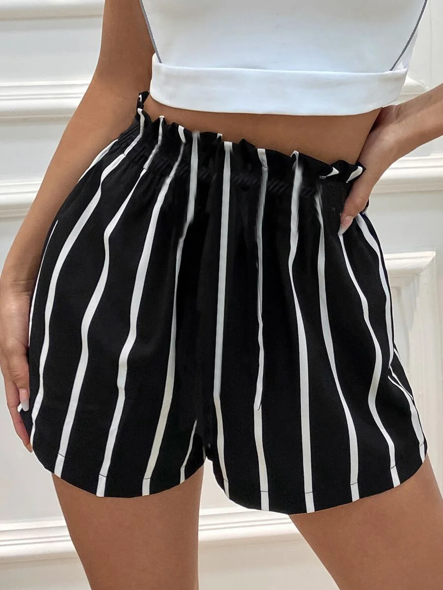 Women's Summer Casual Fashion Striped Shorts, Must-Have Item for Women's Casual Wardrobe, Stylish and Comfortable