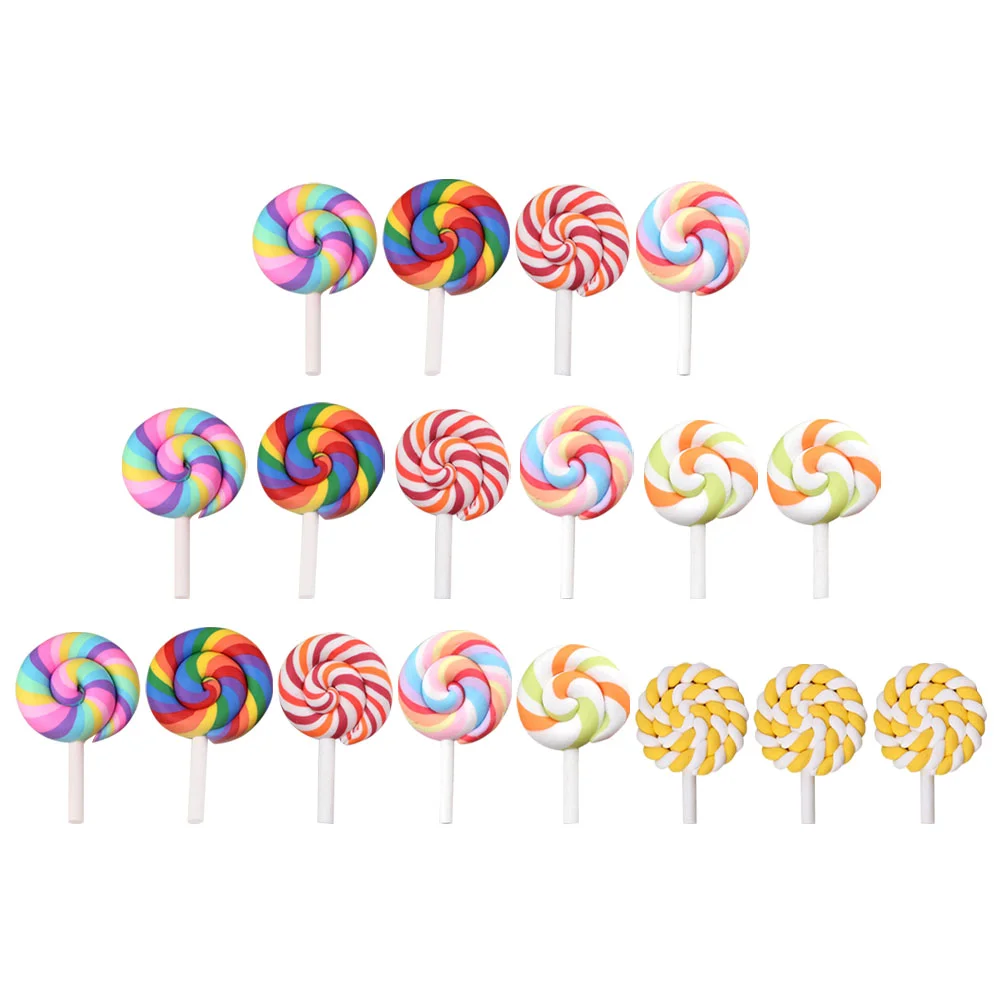 35 Pcs Simulation Lollipop Toy Prop Polymer Clay Decoration Pendant Miniature Food Sugar for DIY