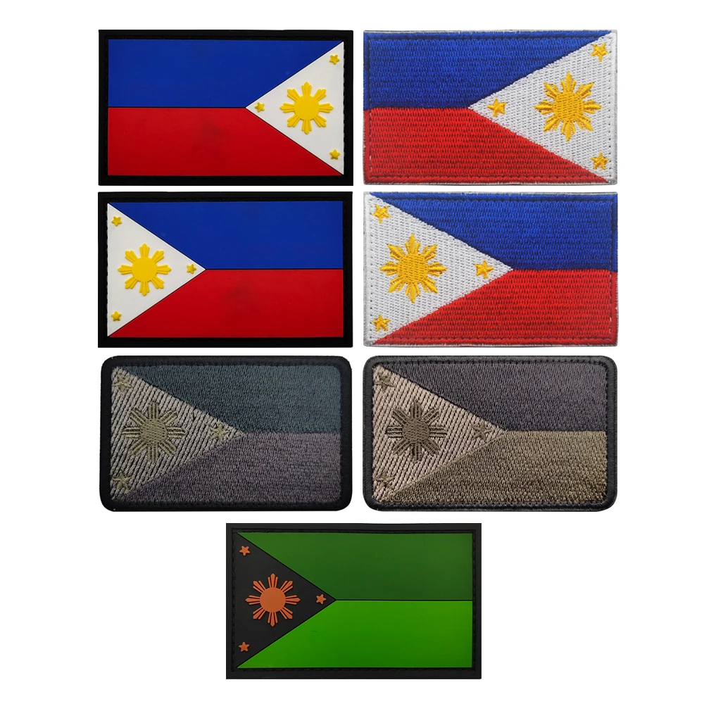 Tactical Country PVC Embroidery Philippines Flag Patch Right & Left Shoulder Sticker Philipplines Flag Patch Shirt Sew