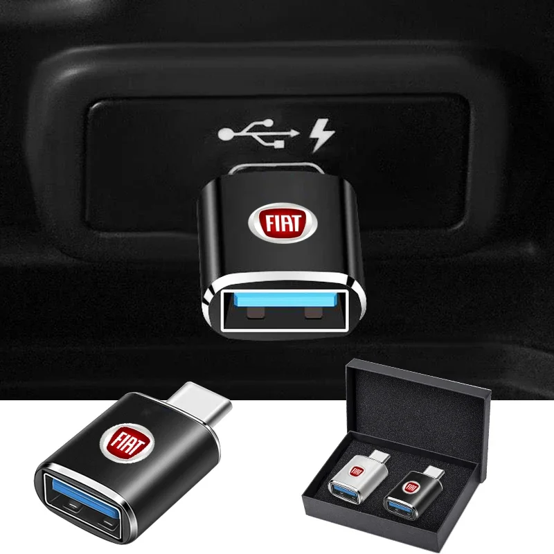 Type C To USB Port Converter Charging Cable Adapter for Fiat Punto Abarth 500 Stilo Ducato Palio Bravo Doblo Car Accessories