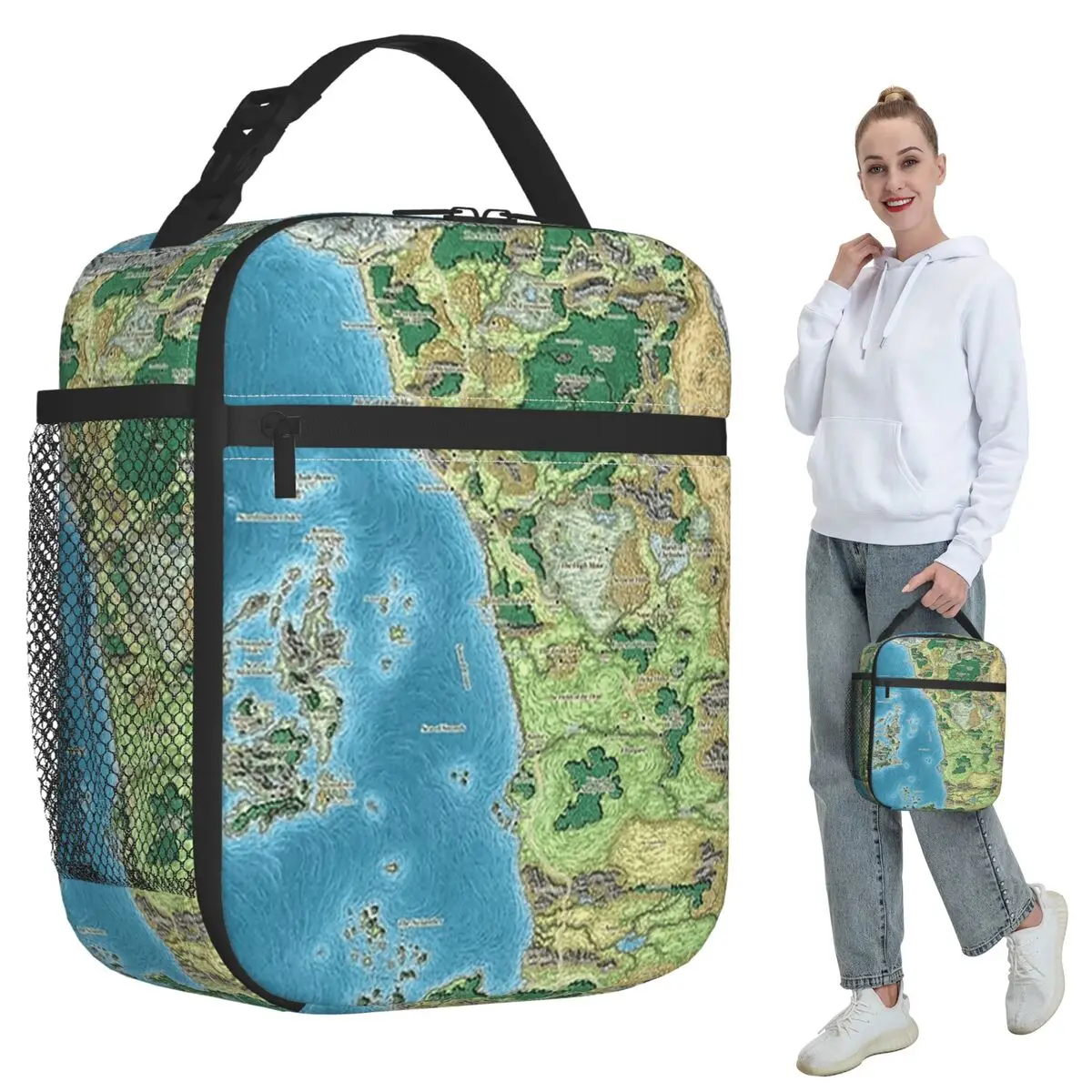 Faerun Map Insulated Lunch Bag for Kids School Cooler Thermal Food Box Tote Leakproof Lunch Boxes Container