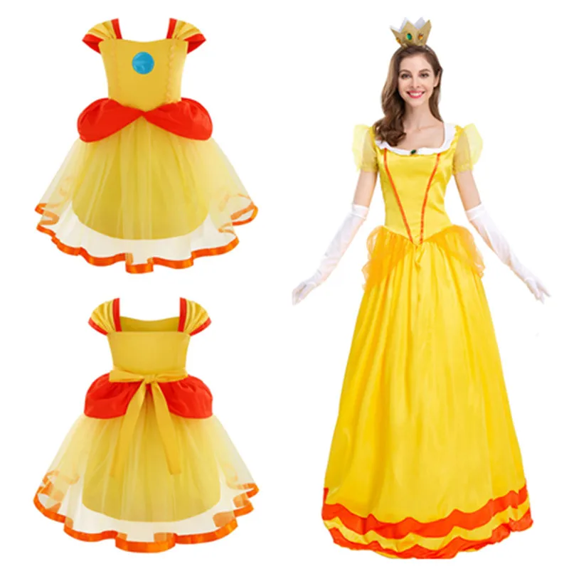 Adult Kids Daisy Cosplay Costume donna ragazze Princess Dress fascia guanti abiti Halloween Carnival Party Suit