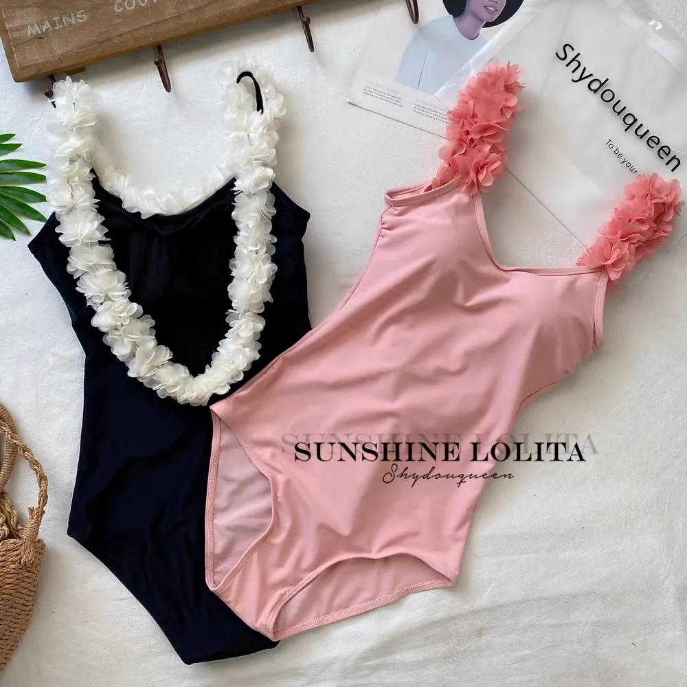 Sexy Women One Piece Swimsuit 3D Flower Strap Backless Wirless Bodysuit Bikini Swimsuit Bathing Suit Summer Beachwear