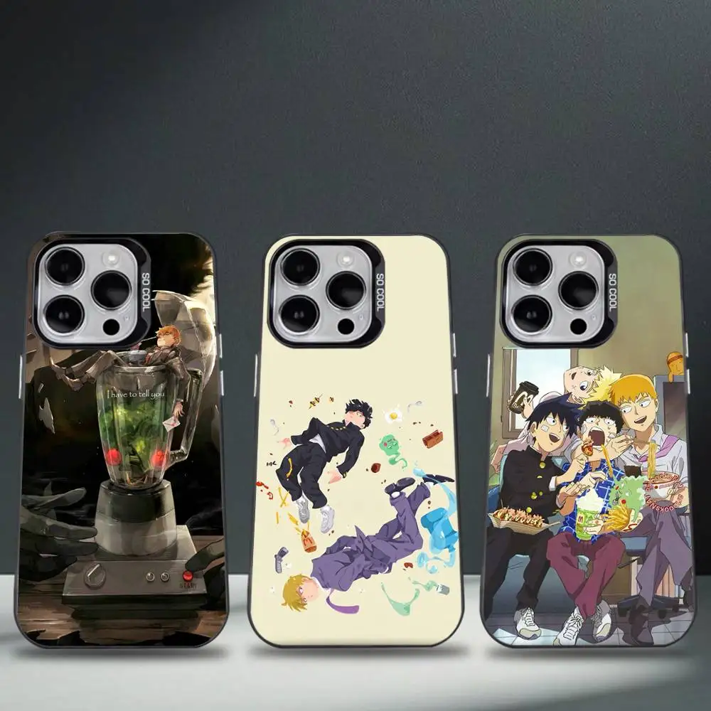 

Mob Psycho 100 Anime Phone Case For iPhone 16,15,14,13,12,11,8,7,Pro,Max,Plus,Mini,XS,SE Anti Fall Black Matte Hard