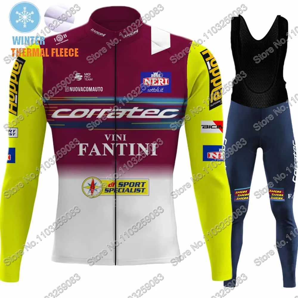 Winter Corratec Team 2024 maglia da ciclismo Set uomo manica lunga italia giallo abbigliamento da ciclismo tuta MTB Bike Road Pants bavaglino Maillot