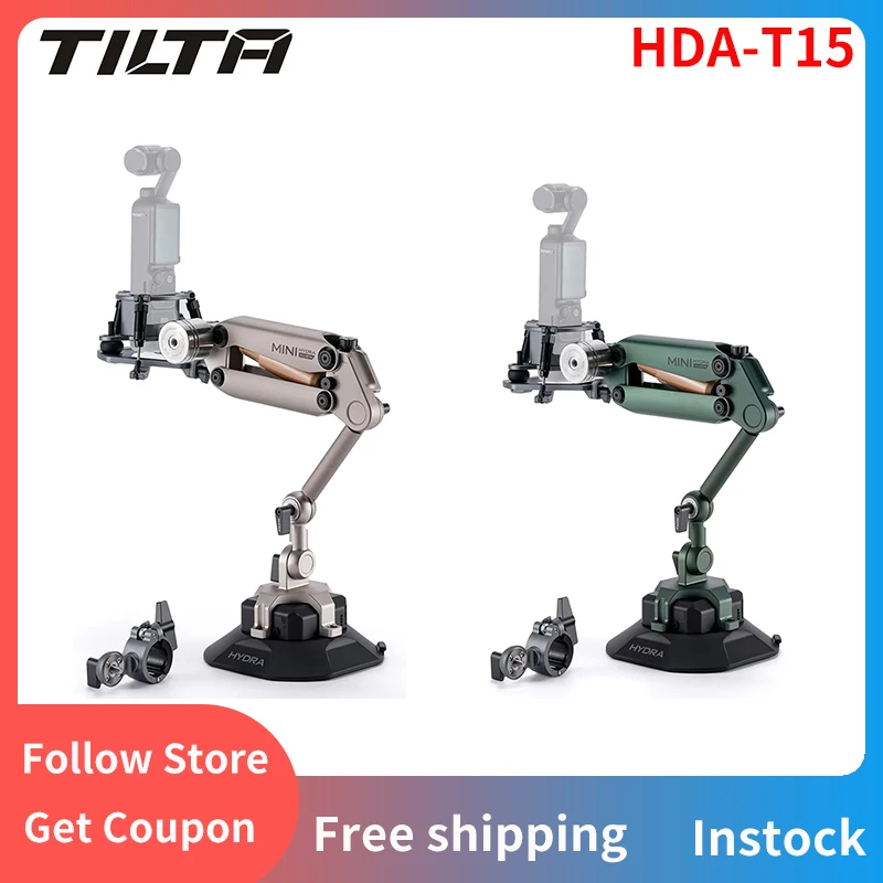 TILTA HDA-T15 สําหรับ DJI Pocket 3 สําหรับ Insta360 X3 X4 Hydra Alien Mini Car Shock Absorbing Arm รถยิงไฟฟ้าดูดถ้วย