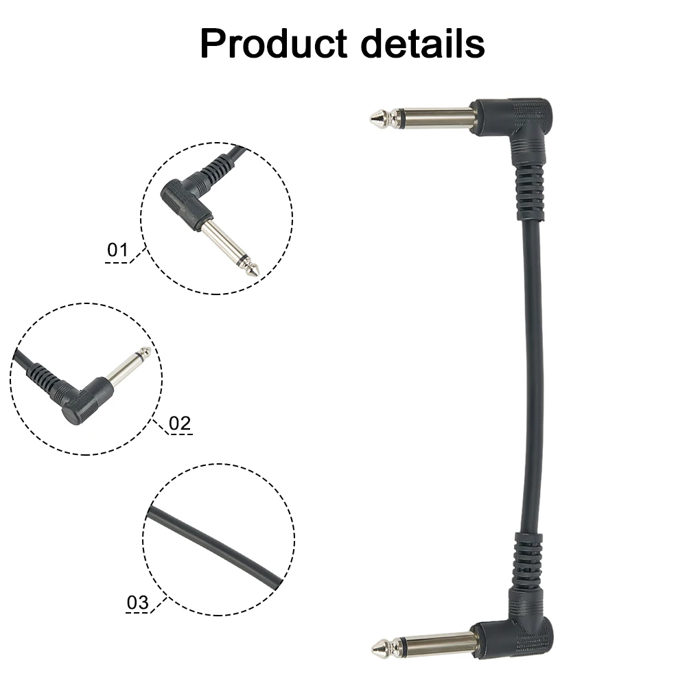 15cm Guitar Effects Pedal Cable Connector 1/4in Plug Wire Right Angle Musical Instrument Guitar Pedals Accessories Tools