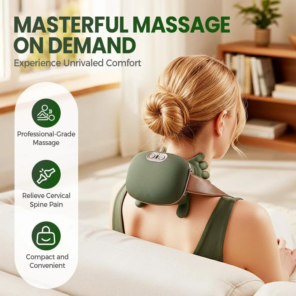 1PCS Neck & Shoulder Massager with Heat, Deep Tissue Shiatsu with Bionic Palm 4D Kneading, Simulated Human Hand Massage