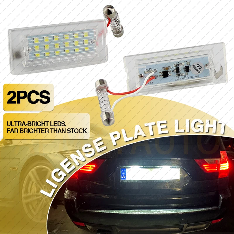 

2pcs White CANbus No Error LED Number License Plate Light Lamp 18 SMD 3528 For BMW E53 X5 1999-2003 E83 X3 03-10 Car Accessories