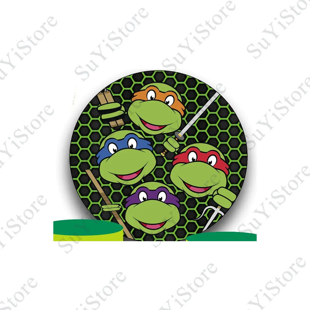 Teenage Mutant Ninja Turtles Round Photo Backdrop Cover For Boys Birthday Baby Shower Eye Mask Circle Photography Background