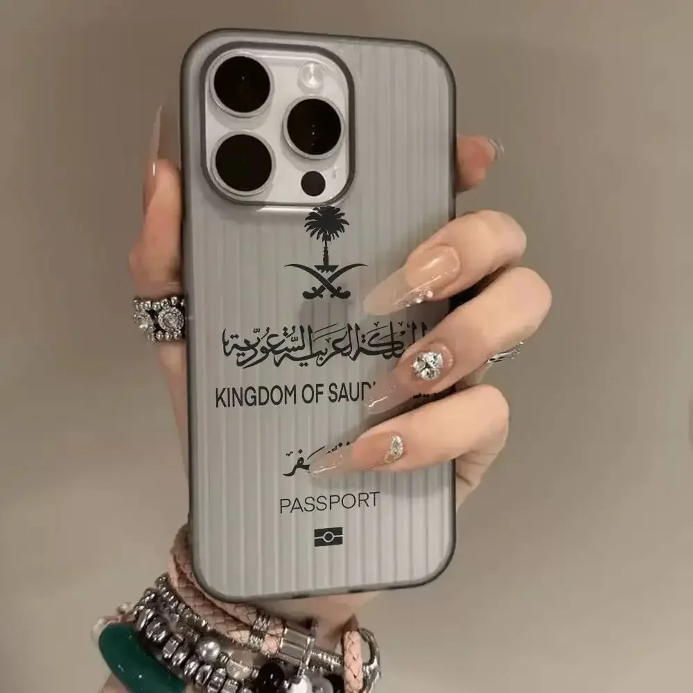 المملكة العربية السعودية جواز السفر جراب هاتف المموج نمط جراب هاتف آيفون 17 الهواء 16 15 14 13 12 11 زائد برو ماكس ماتي غطاء