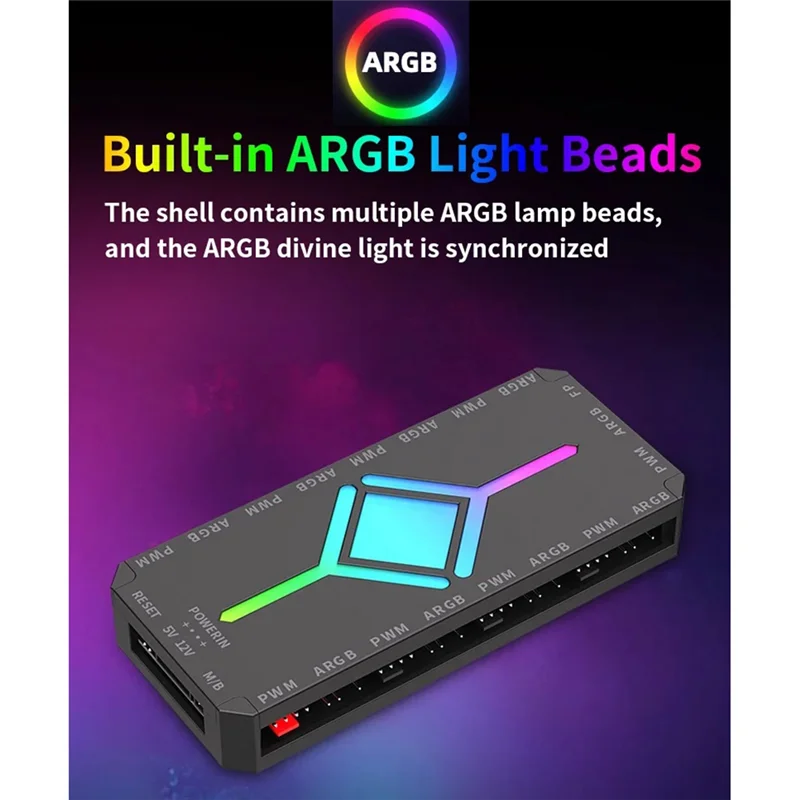 AM-5V 3Pin ARGB Fan HUB Splitter Remote Controller With 4Pin PWM For PC Cooling SYNC CPU Cooler LED Light Strip