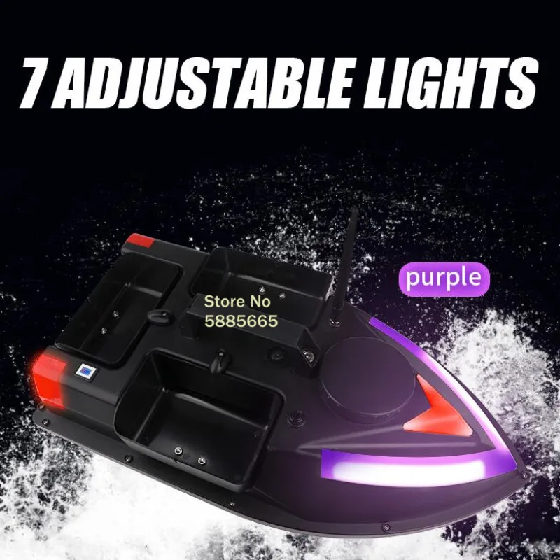 100 GPS Return Cruise Smart Fish Finder Remote Control Bait Boat 2KG 500M Colorful Light 3 Hopper Unhook RC Fishing Bait Boat