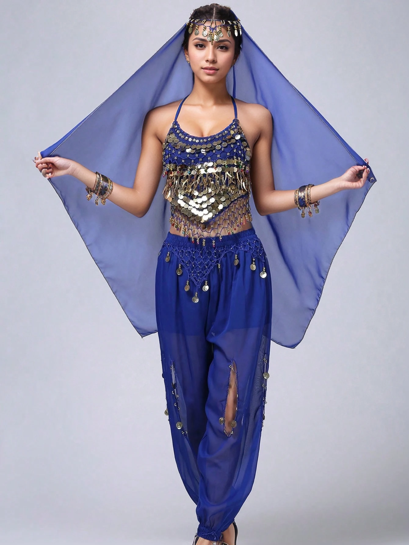 Disfraz de Danza del Vientre Hindú para Mujer, Traje de Baile Árabe para Fiesta de Halloween, Vestido de Fantasía