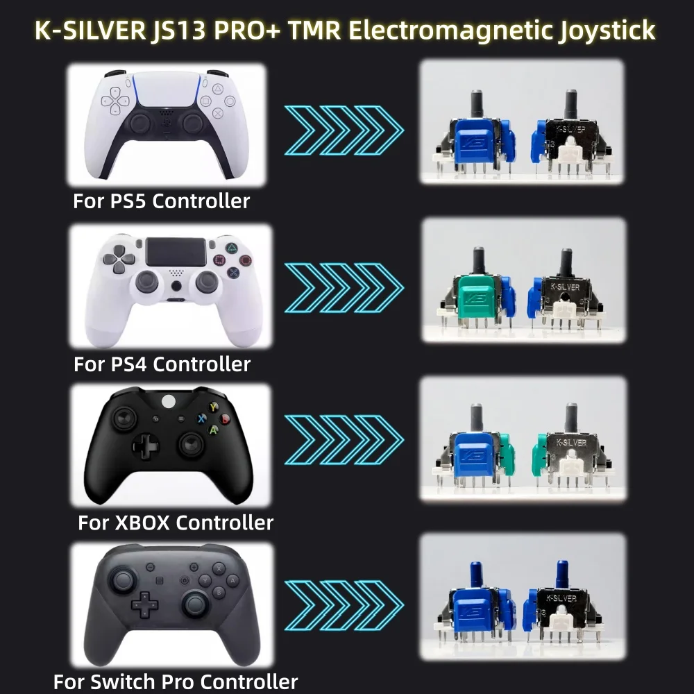 10/30PCS K-SILVER JS13 PRO+ TMR Solenoid Joysticks for PS5 Game Controller  Replacement No-Drift 3D Analog Joystick Sensor Modul