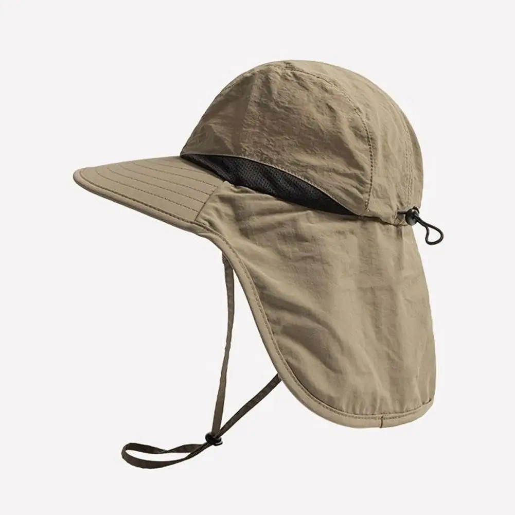 Unisex Summer Wide Brim Waterproof And Quick-drying With Hat Panama Uv Fisherman Caps Mesh Breathable Neck Protection