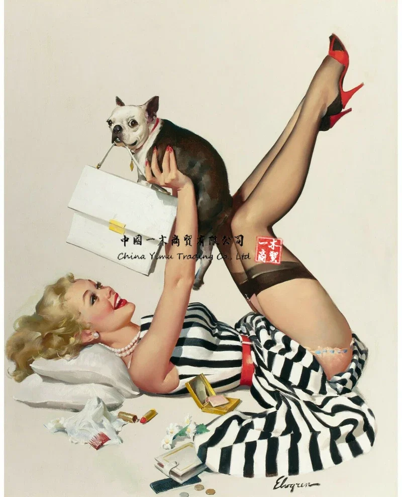 

Pinup Girl Lucky Dog Dog Gone Ro Poster decals Picture Art Movie Car Game stickers