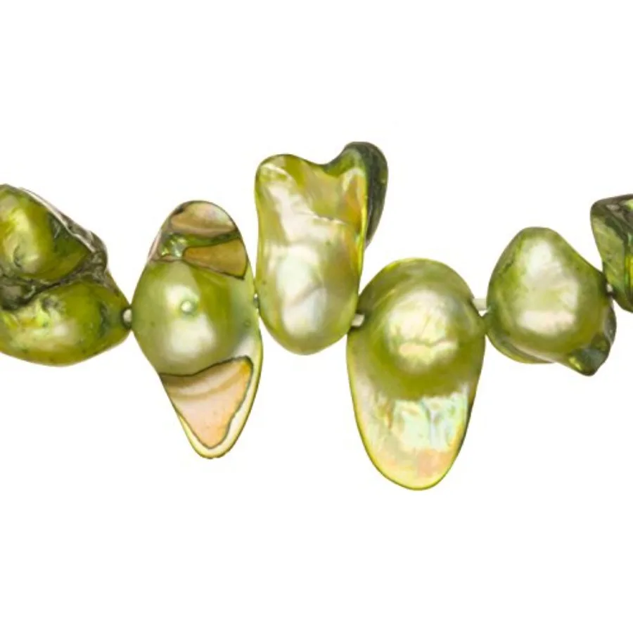 Quality Assurance Aloe Green Freshwater Cultured Pearls Natural Teardrop, D+ Graded, 13x4x8mm Approx.,15.5Inch Strings/52Pearls